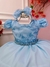 Vestido Infantil Azul Bebê C/ Renda e Cinto de Pérolas Tiara Sku: 1053AC - comprar online