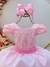 Vestido Infantil Rosa Bebê Busto C/ Renda e Cinto de Pérolas Sku: 0600RA Categoria: PIU BELLA 4 ao 16VESTIDOS 4 ao 16 Marca: Piu Bella - comprar online