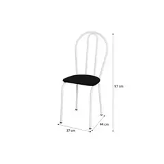 CONJUNTO MESA BRUNA PRETA 140X0,75 COM 6 CADEIRAS TAMPO EM GRANINTO - BASE CROMO PRETO ARTEFAMOL - WPmoveis