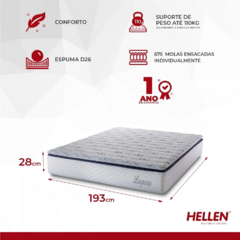 COLCHÃO QUEEN HELLEN MOLAS ENSACADAS LAGUNA PLUS 28X 188X 138