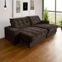 ESTOFADO RETRÁTIL RECLINÁVEL CALIFÓRNIA 2,60 PR/ VELUDO MARROM - comprar online