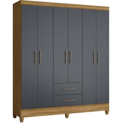 REF 30466 GUARDA ROUPA 6PT (POP) NATURE/CINZA MOVEIS LEAO