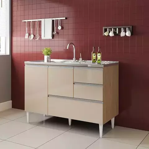 BALCAO MACEIO PIA DE 1,18 COM GAVETAO AMENDO / OFF WHITE