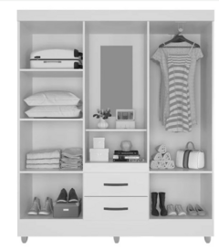 REF 30460 GUARDA ROUPA CAPELA COM ESPELHO BRANCO (MODELO LITE ) MOVEIS LEAO - comprar online