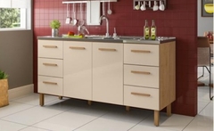 BALCAO BELEM PIA DE 1,57 BRANCO 6 GAVETA PUXADOR MDF - loja online