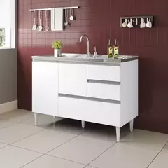BALCAO MACEIO PIA DE 1,18 COM GAVETAO BRANCO