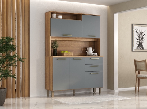 KIT COZINHA CRIS COMPACTA 5P 2 GVTS 130 LUCIANE (CINZA SUPREMO)