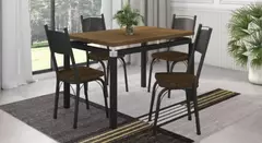 CONJUNTO MESA MALVA TAMPO MADEIRADE0.91 x0,68 ARTEFAMOL 4 CADEIRA ASSENTO COR MARROM