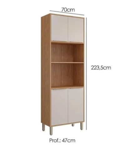 TORRE QUENTE ESPLENDIDA CELESTE AUREA 70CM 2 FORNOS 4PT - FREIJO/OFF WHITE 100%MDF MGM