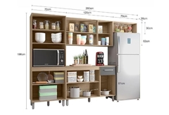 COZINHA COMPLETA POLIMAN SINTRA COM 12 PORTAS, 1 GAVETA E 4 PRATELEIRAS(CARVALHO GRAFITE) - (balcão não incluso) - comprar online