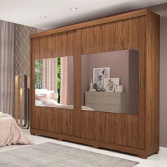 GUARDA ROUPA BLUMENAU PORTA CORRE 100%MDF (COM PES 2 ESPEÇHO )COR CINAMOMO PANAN - WPmoveis