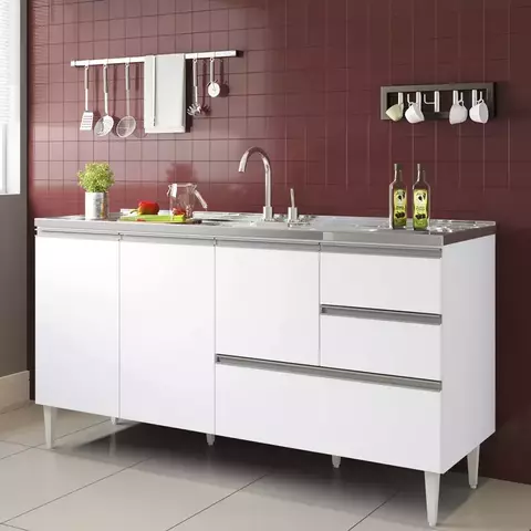 BALCAO MACEIO PIA DE 1,57 COM GAVETAO BRANCO