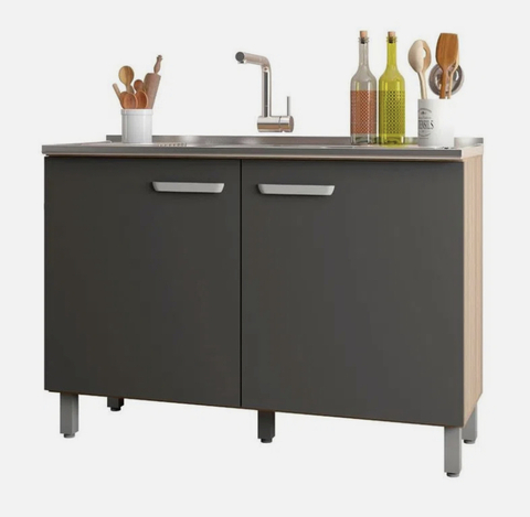 BALCAO COZINHA SINTRA OU SIENA 1.20 PARA PIA (CARVALHO GRAFITE)