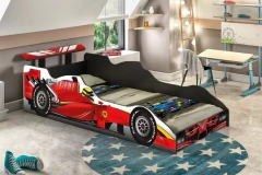 CAMA CARRO FORMULA 1 SOLTEIRO VERMELHO J & A INFANTIL 150 POR 70 COLCHAO - comprar online
