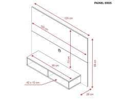 PAINEL PARA TV ATÉ 49" COM NICHOS EROS NOTÁVEL - BRANCO na internet