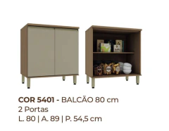 COZINHA CORA BALCAO 80CM 2 POTRAS COR FREIJO