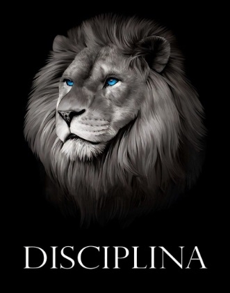 Quadro 53x73 laminado leao disciplina imagem ilustrativa