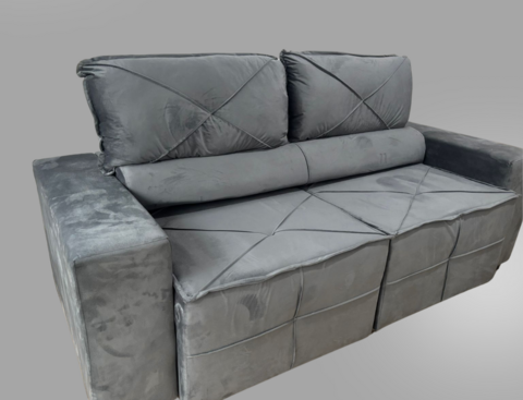 ESTOFADO VENUS 2,00M (VELUDO CINZA )