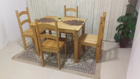 CONJUNTO MESA FRANCINE 4 CADEIRA MADEIRA COR CHOCOLATE