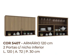 COZINHA CORA ARMARIO 120CM 2 PORTAS USINADAS COM NICHO INF /COR FREIJO - comprar online
