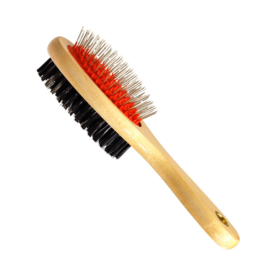 Escova Dupla com Bolinhas nas Cerdas e Cabo de Madeira