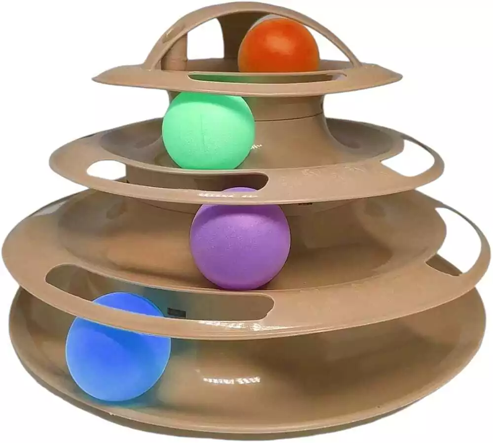Brinquedo Interativo P/ Gatos corre corre Torre De Bolinhas 4 Niveis pets Cat