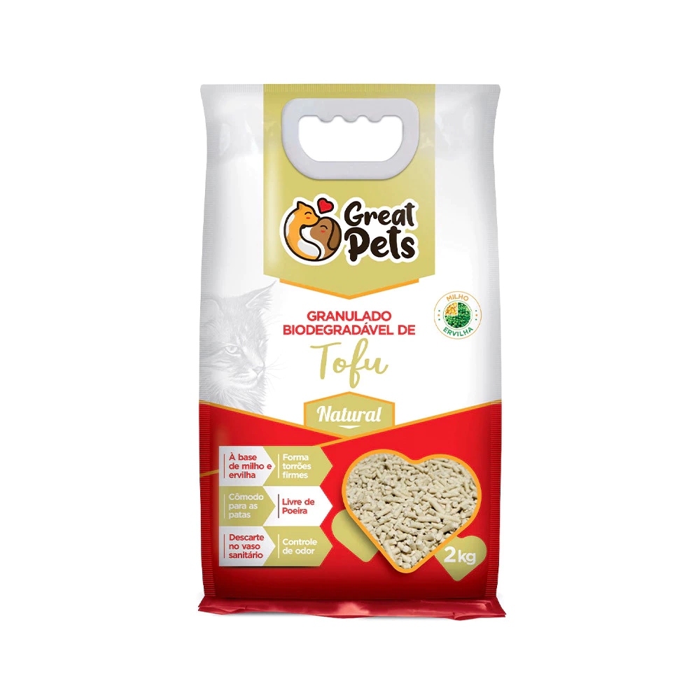 AREIA DE GATO TOFU NATURAL BIODEGRADAVEL 2KG