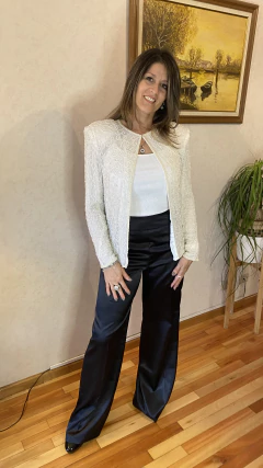 Chaqueta de fiesta bordada natural