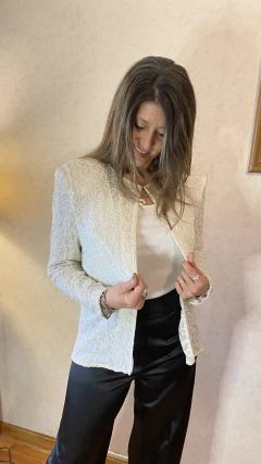 Chaqueta de fiesta bordada natural