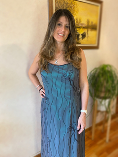 Vestido de fiesta turquesa bordado - Seppia Design