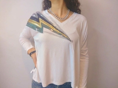 Remeron blanco rayo de lentejuelas
