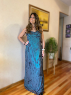 Vestido de fiesta turquesa bordado - tienda online