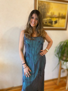 Vestido de fiesta turquesa bordado en internet