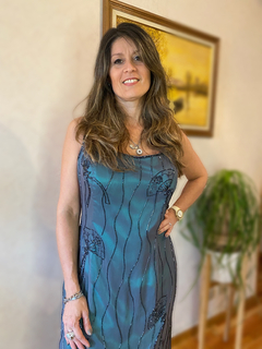 Vestido de fiesta turquesa bordado - comprar online