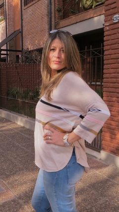 Sweater rosa viejo con lineas - comprar online