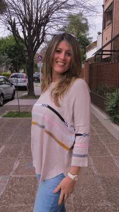 Sweater rosa viejo con lineas - Seppia Design