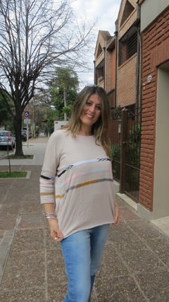Sweater rosa viejo con lineas - tienda online