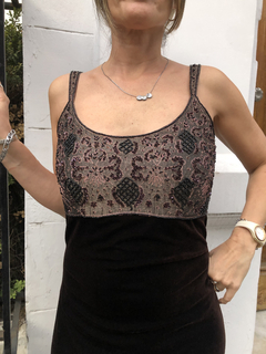 Vestido marrón de gamuza importado - tienda online