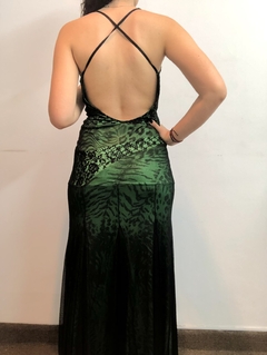 Vestido verde con tul negro - comprar online
