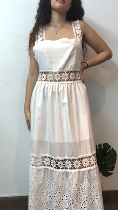 Vestido largo blanco flores - comprar online