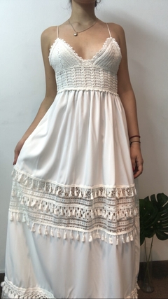 Vestido largo tejido blanco
