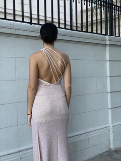 Vestido largo nude un hombro - comprar online