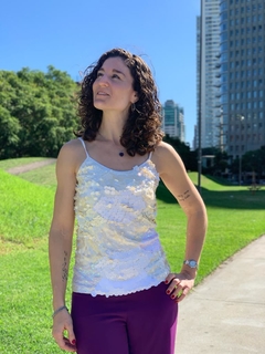 Blusa blanca lentejuelas