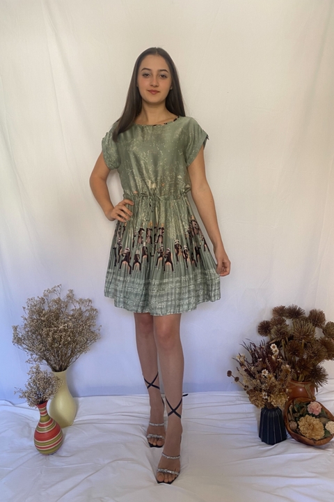 Vestido Plissado Estampado Antix