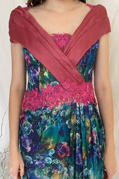 Vestido Longo Estampado Com Bordado - comprar online