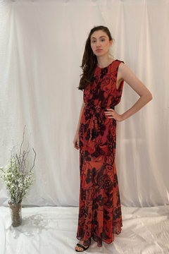 Vestido Vermelho Estampado Maria Valentina na internet