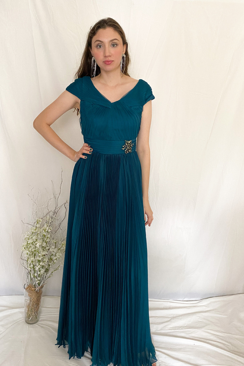 Vestido Verde Plissado