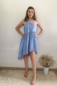 Vestido Azul Assimétrico