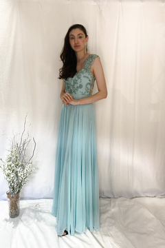 Vestido Azul Bordado