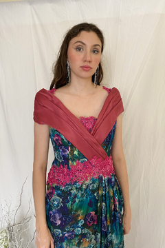 Vestido Longo Estampado Com Bordado na internet